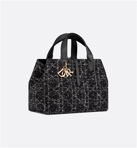 Sac Dior Toujours Medium Tweed noir à motif Cannage 